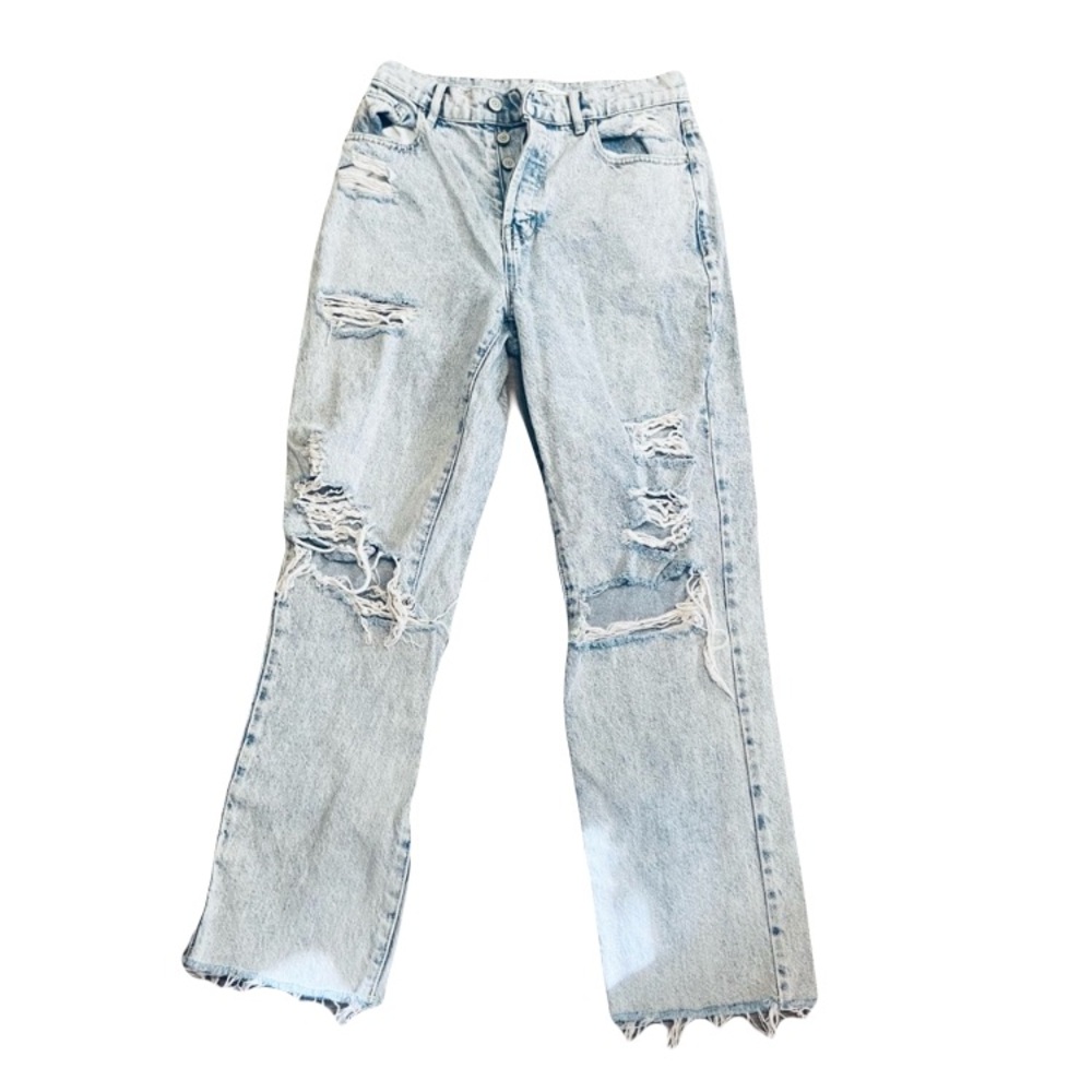 PacSun Blue Boyfriend Jeans with Distressed Rips and Frayed Hem